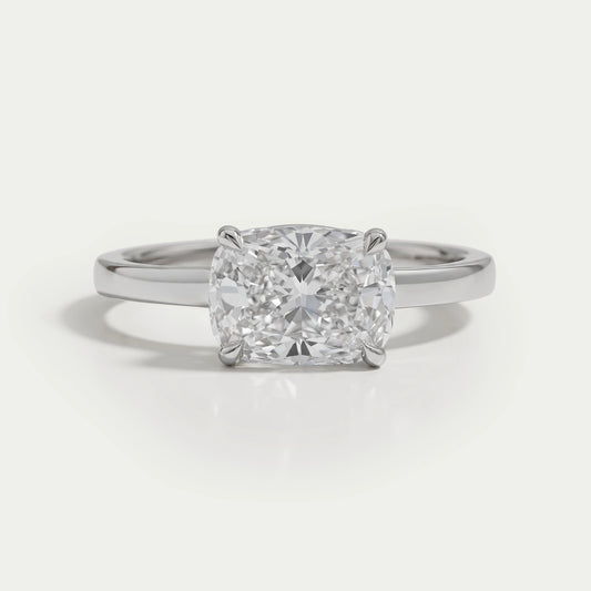 East West Cushion Diamond Solitaire Engagement Ring Rings