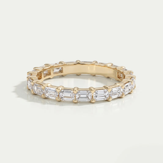 East West Emerald Lab Diamond Eternity Band Ring