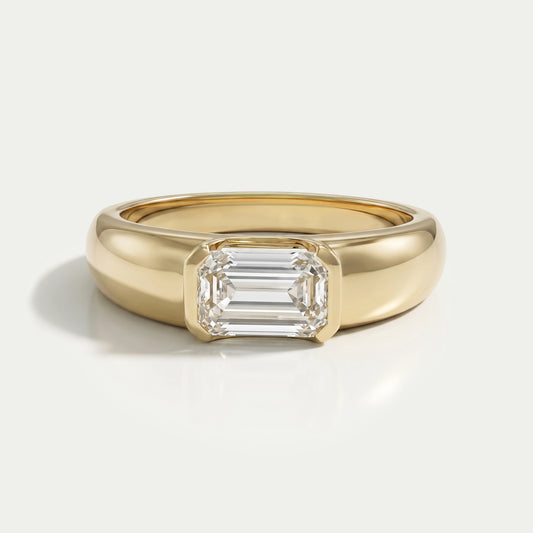 East West Emerald Lab Diamond Wide Band Ring