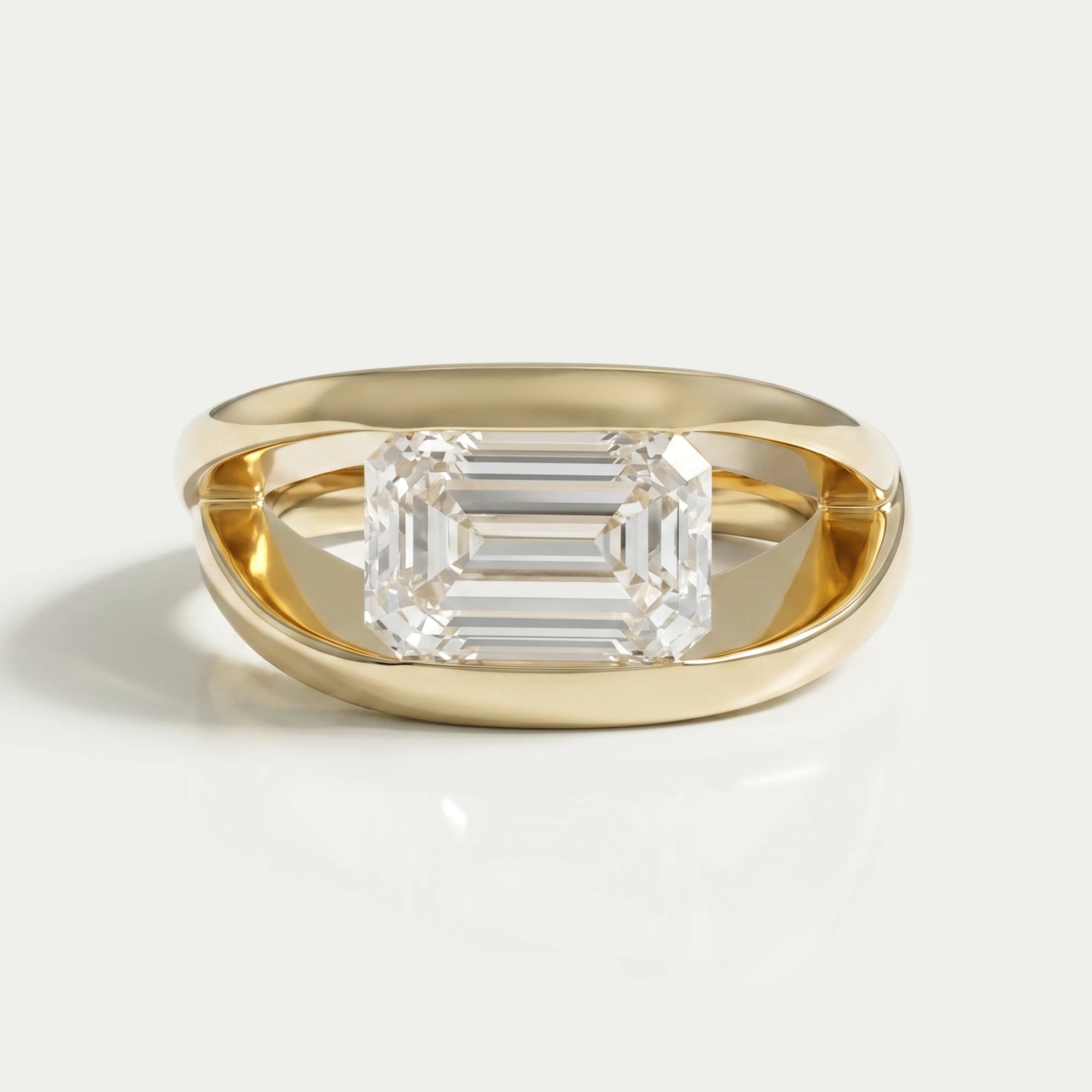 East West Bezel Emerald Diamond Engagement Ring 