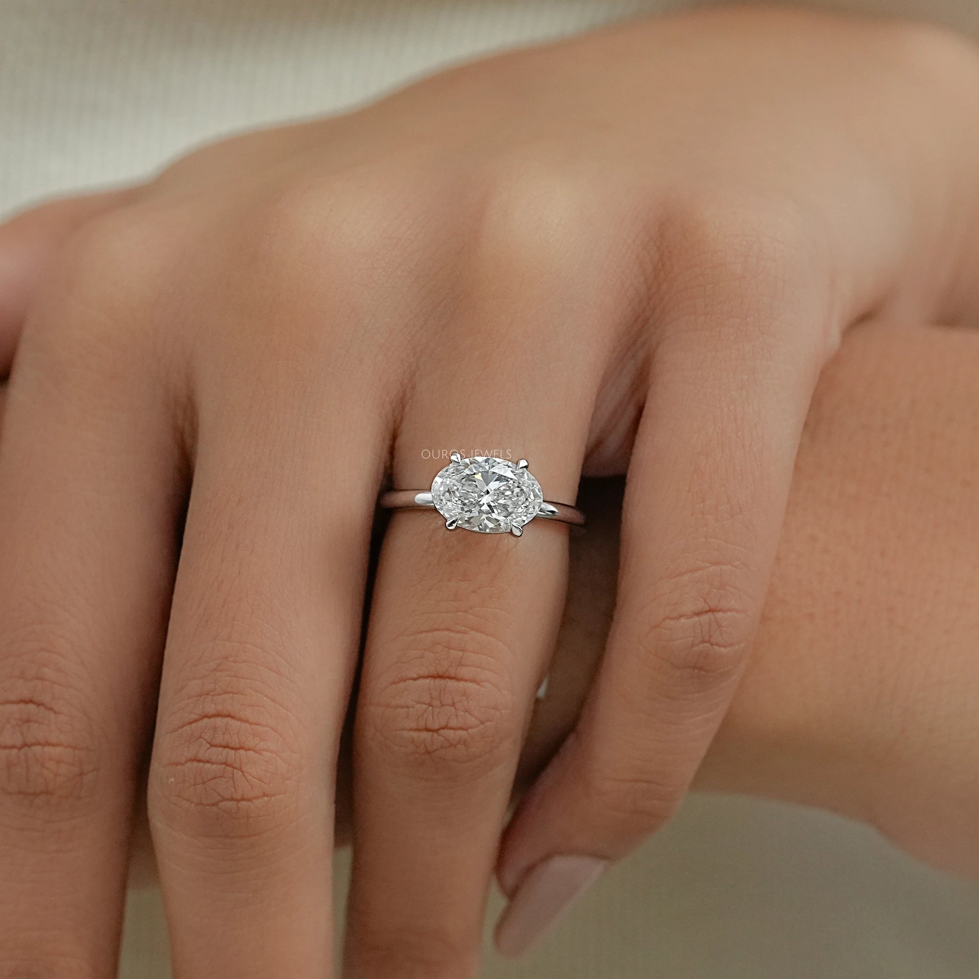 Pear Cut Bezel Set Diamond  Solitaire Ring