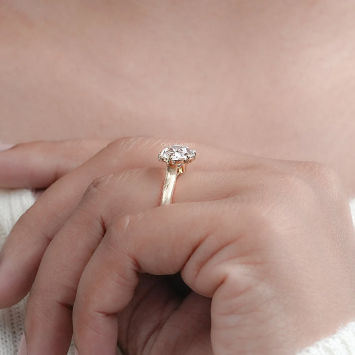 East West Old Mine Moval Lab Diamond Engagement Ring