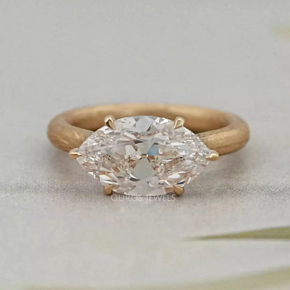 East West Old Mine Moval Lab Diamond Engagement Ring Ring