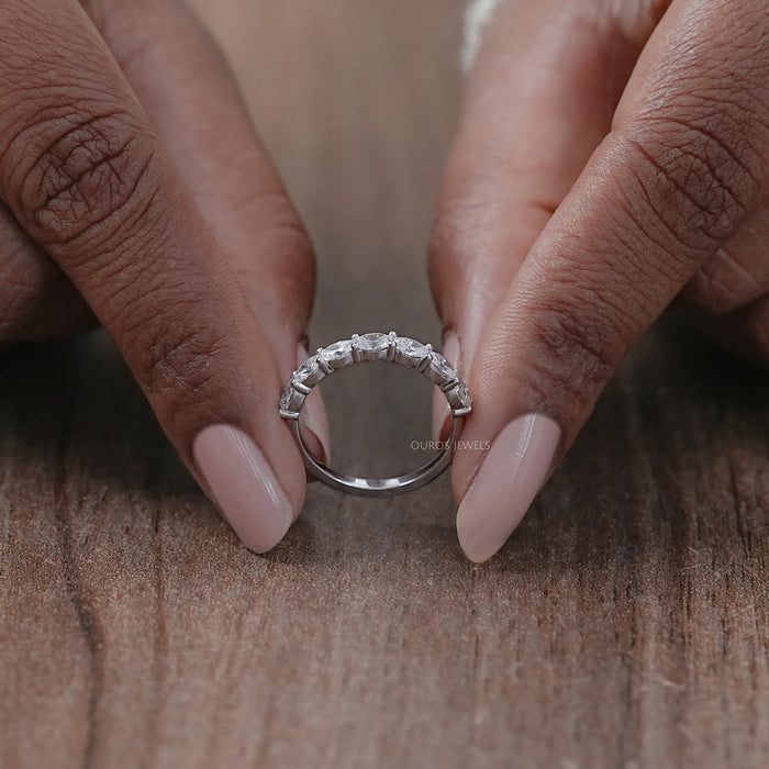 East West Oval Cut Lab Grown Diamond Wedding Band