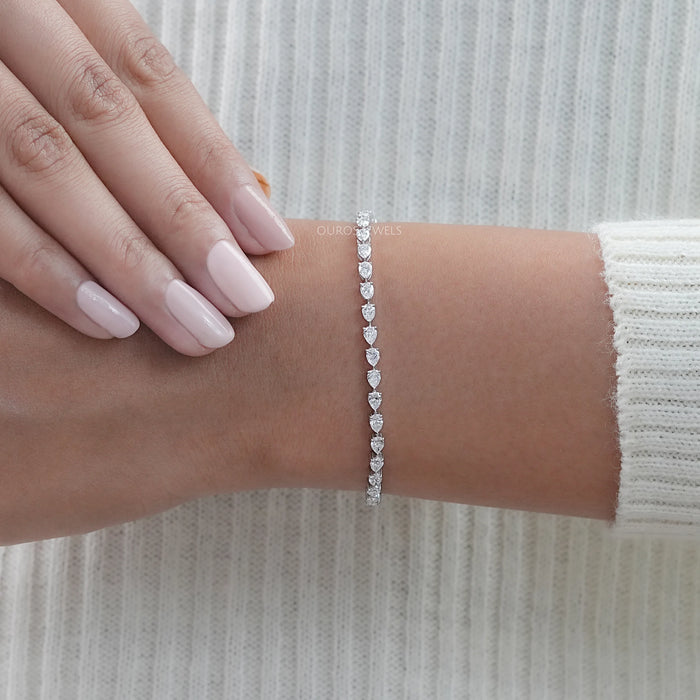 Pear Diamond Tennis Bracelet - East West Set 