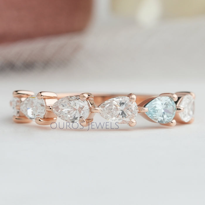 Pear Cut Lab East West Set Diamond Dainty Ring