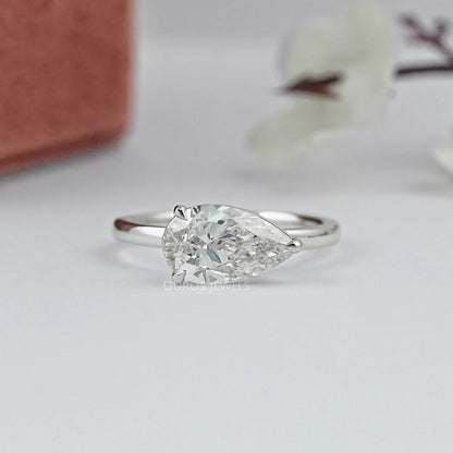 Pear Cut Bezel Set Diamond  Solitaire Ring