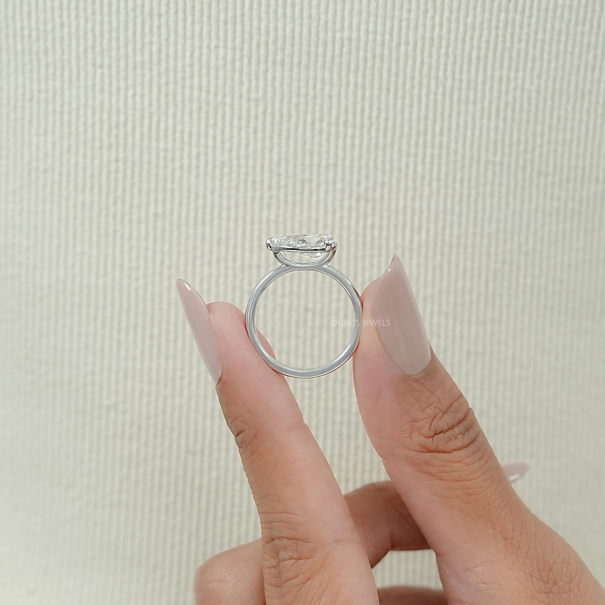 Pear Cut Bezel Set Diamond  Solitaire Ring