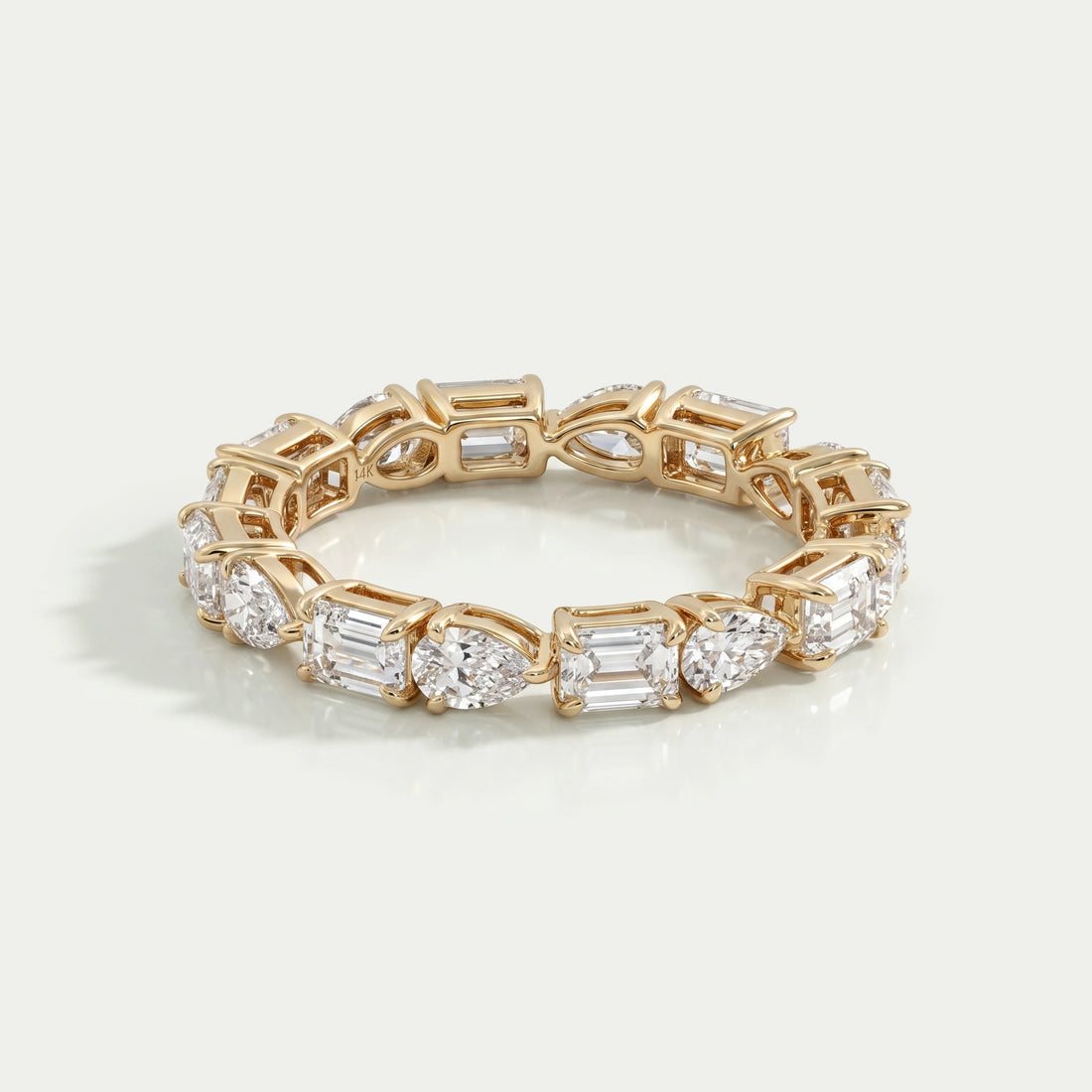 East West Pear And Emerald Diamond Eternity Wedding Band