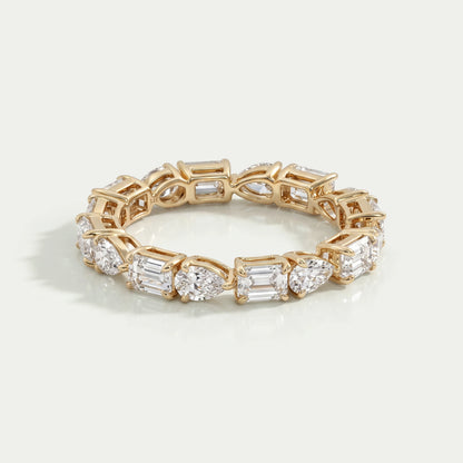 East West Pear And Emerald Diamond Eternity Wedding Band
