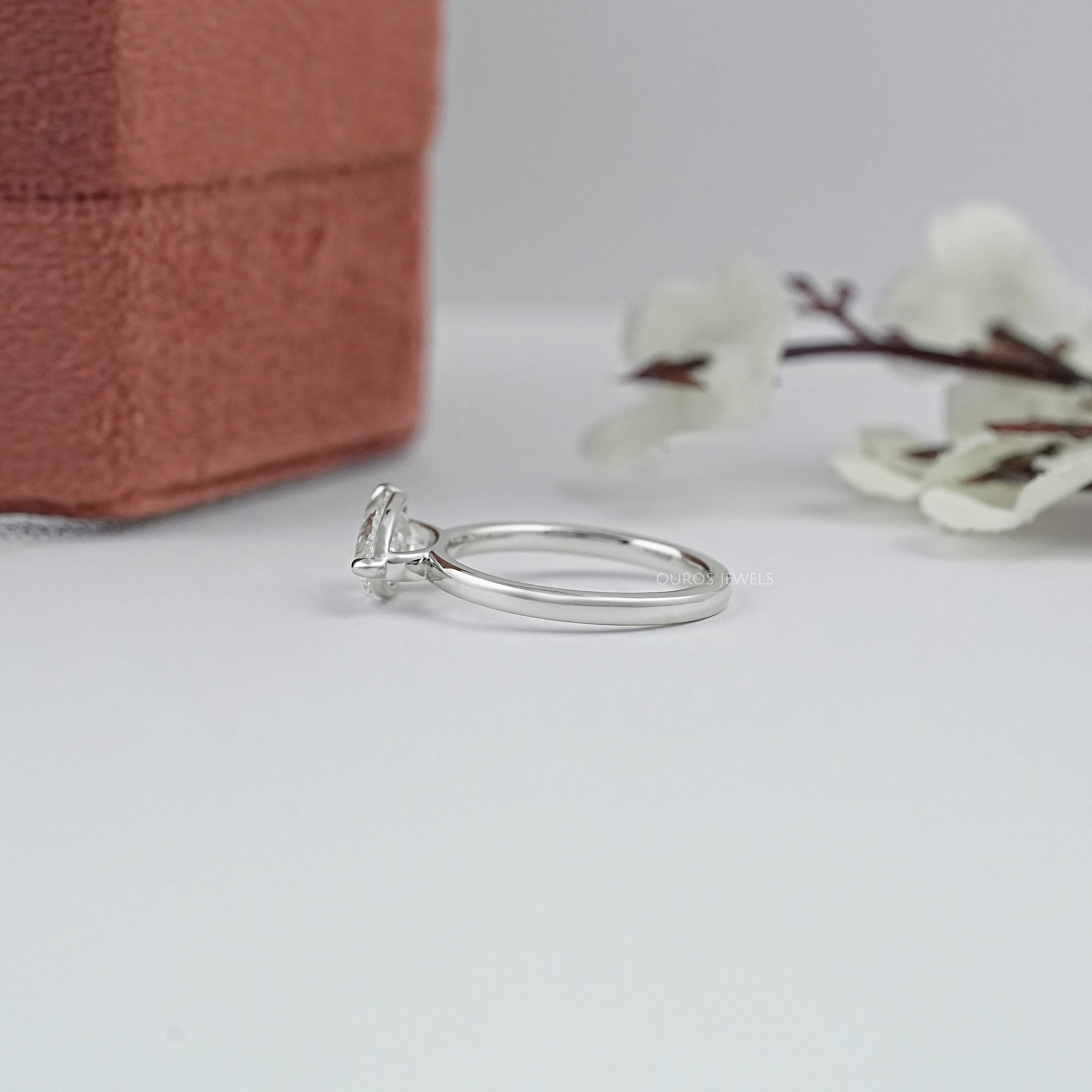 Pear Cut Bezel Set Diamond  Solitaire Ring