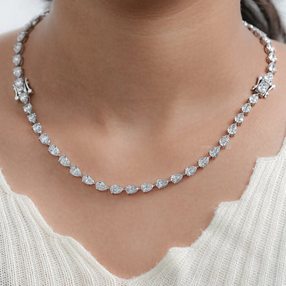 East West Pear Cut Lab Diamond Tennis Necklace Necklaces