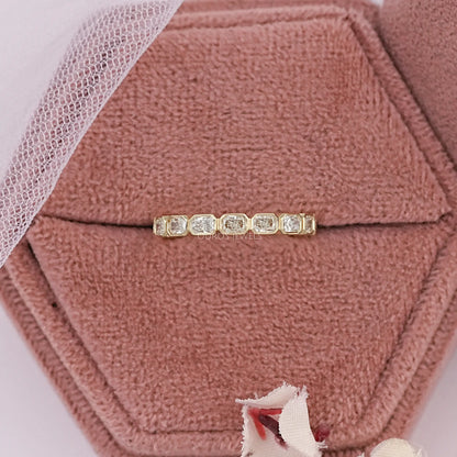 East West Radiant Diamond Bezel Wedding Band Ring