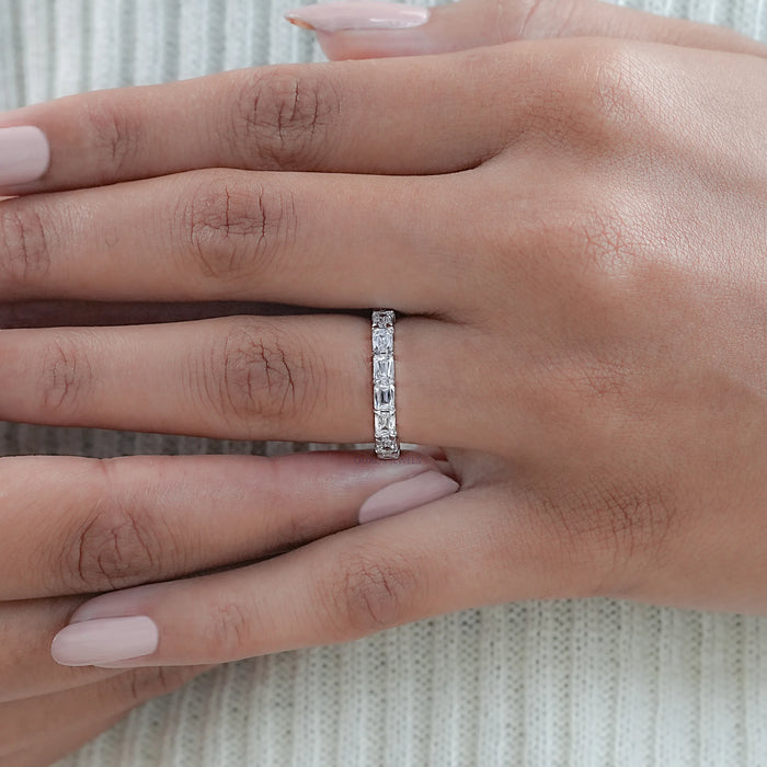 Criss Cut Eternity Wedding Band - East West Set