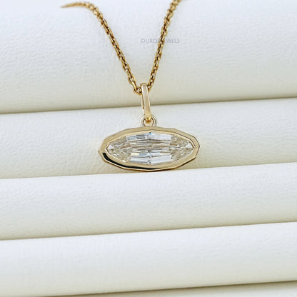 East West Step Cut Moval Bezel Set Pendant