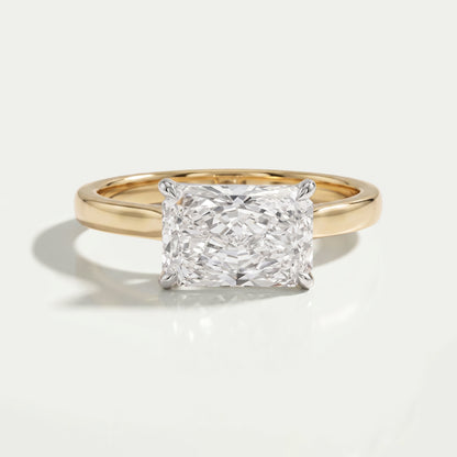 East West Radiant Cut Solitaire Ring Ring