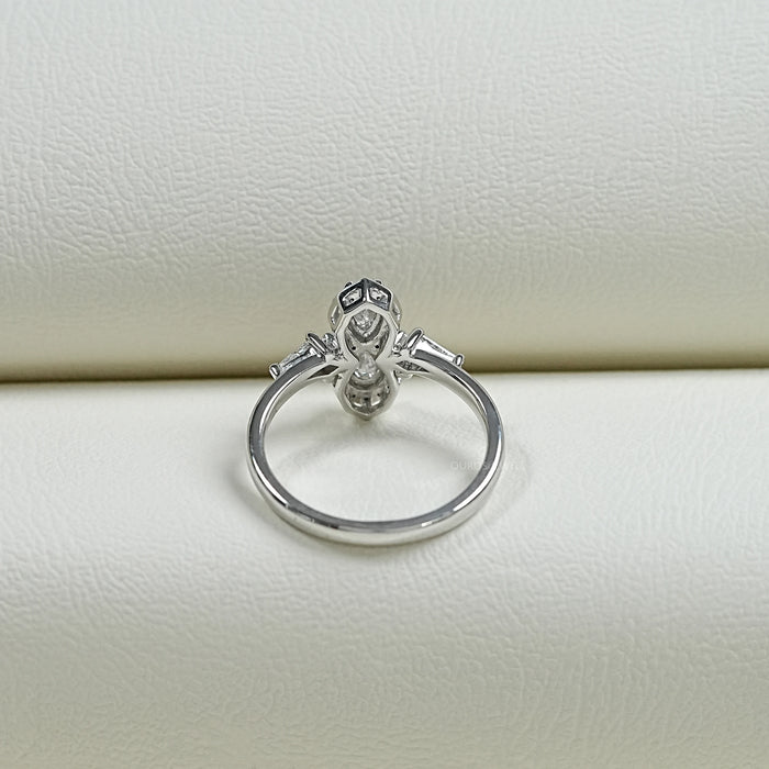 Twin Step Cut Pear Diamond Engagement Ring