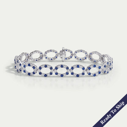 Elegant Blue Sapphire and Diamond Bracelet