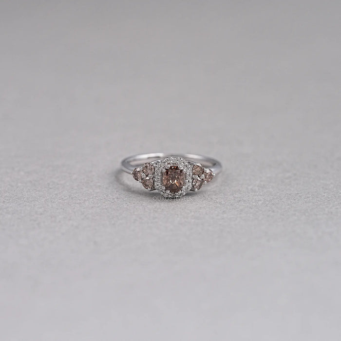 Fancy Brown Cushion Cut Halo Diamond Ring