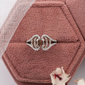 Asscher Cut Brown Diamond Split Shank Ring