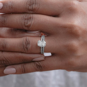 Cushion Cut Lab Grown Diamond Two-Piece Ring Set