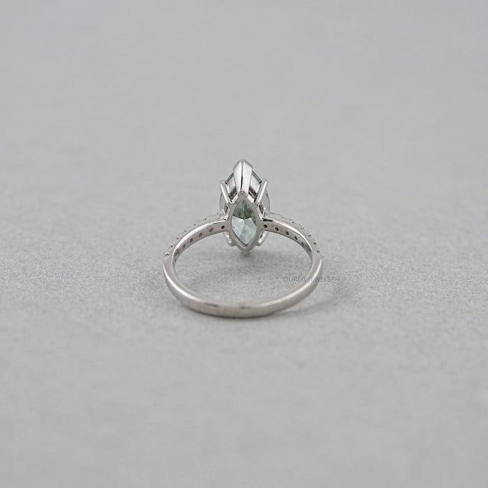 Green Marquise Lab Diamond Solitaire Accent Ring 