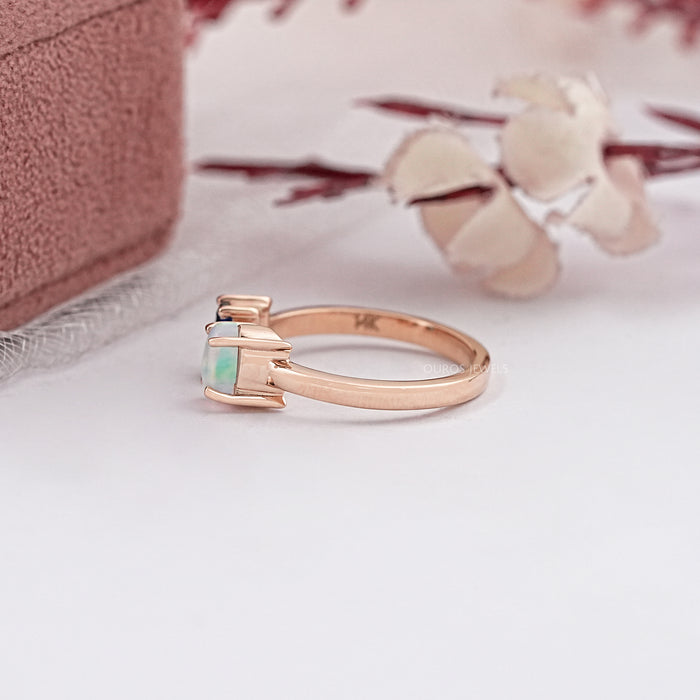 Lab Grown Opal And Emerald Emerald Open Cuff Ring