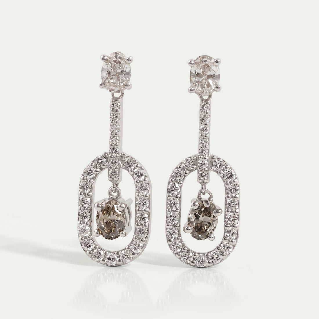 Elegant Oval Drop Earrings With Olive Oval-Cut Diamonds Earrings