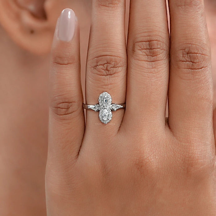 Twin Step Cut Pear Diamond Engagement Ring