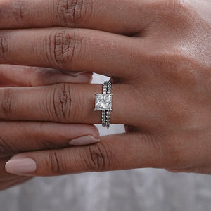 Princess Cut Lab Diamond Bridal Ring Set