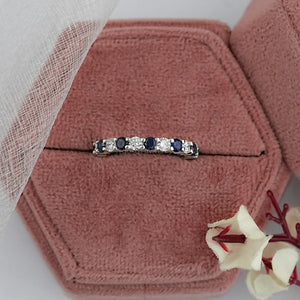 Blue Sapphire And Diamond Wedding Band