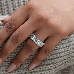 Lab Diamond Double Row Half Eternity Wedding Band