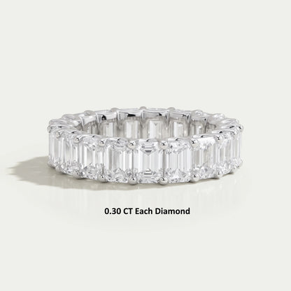 Emerald Cut Lab Diamond Full Eternity Wedding Band