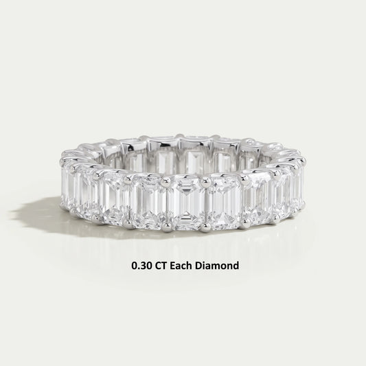 Emerald Cut Lab Diamond Full Eternity Wedding Band