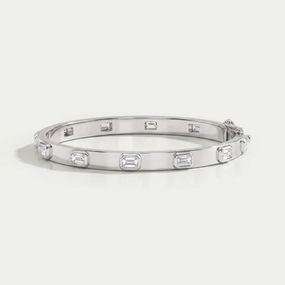 Emerald Cut Bezel Set Diamond Bangle