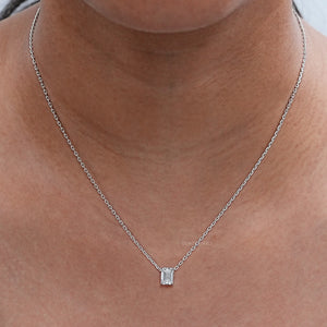 Emerald Cut Lab Grown Diamond Solitaire Pendant