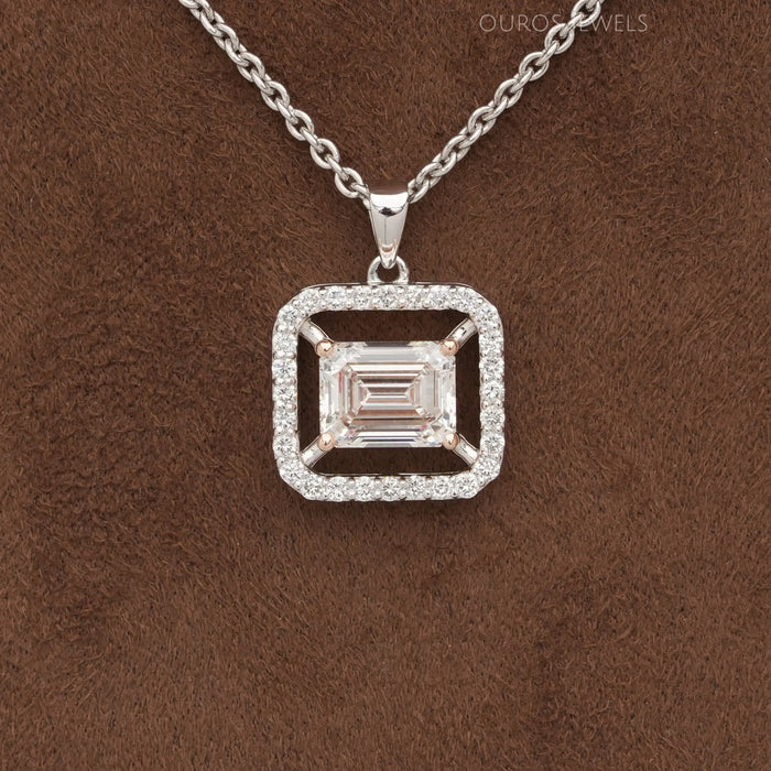 Emerald Cut Lab Created Diamond Pendant