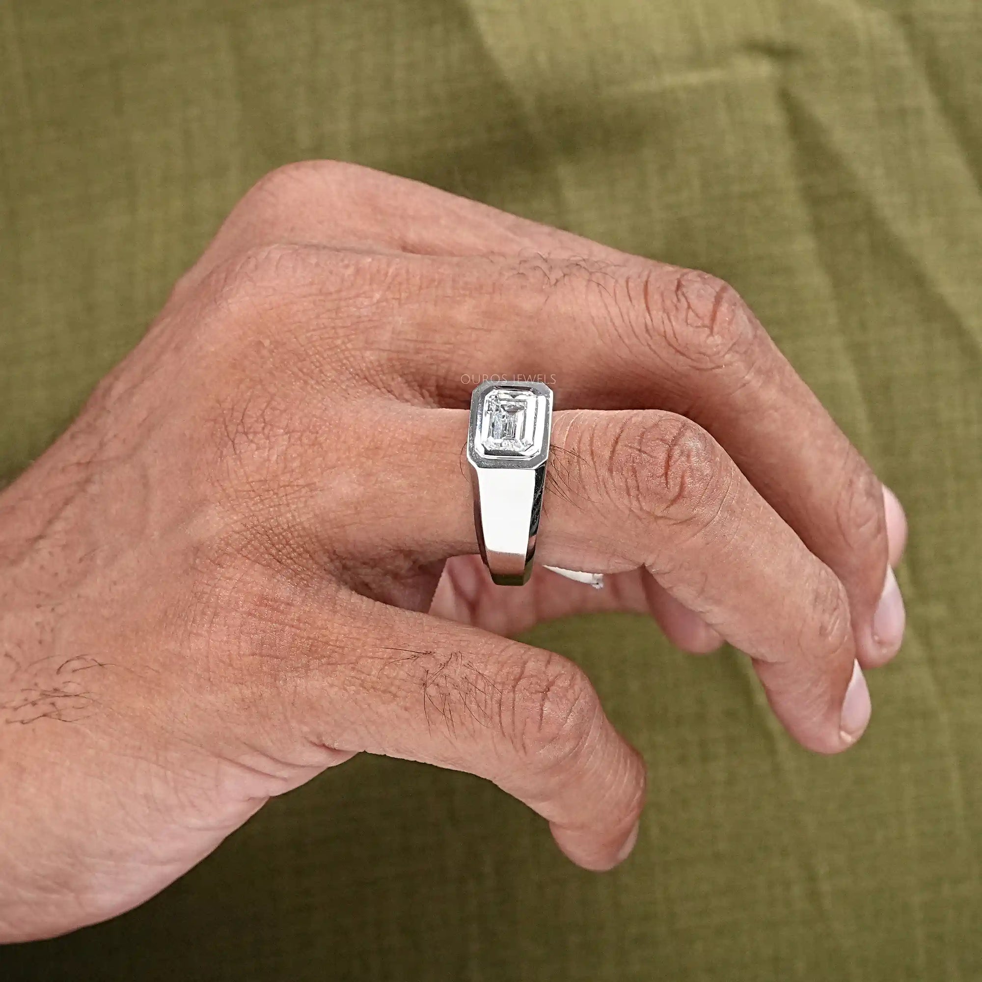 Emerald Cut Lab Diamond Men's Wedding Ring Ring