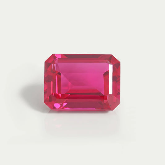 Red Emerald Cut Lab Grown Gemstone