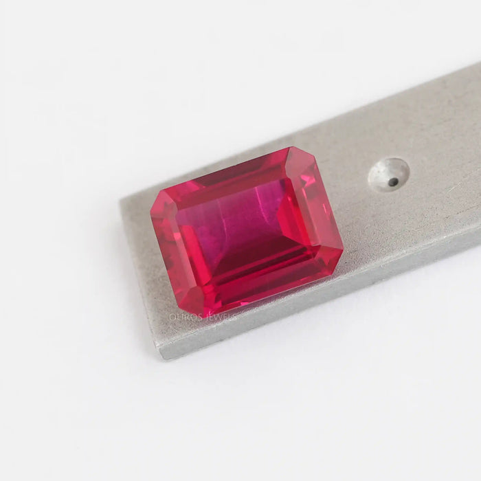 emerald shape light red ruby gemstone 