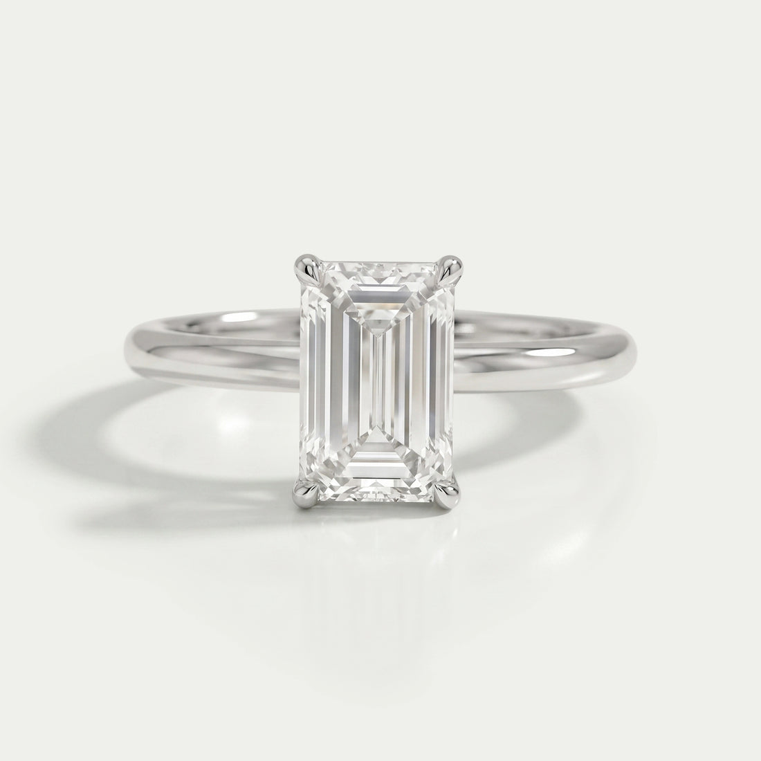Emerald Cut Lab Diamond Solitaire Engagement Ring Ring