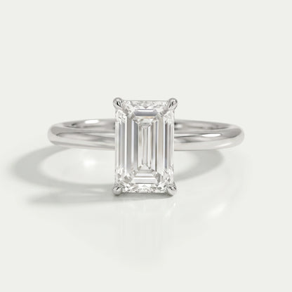 Emerald Cut Lab Diamond Solitaire Engagement Ring Ring
