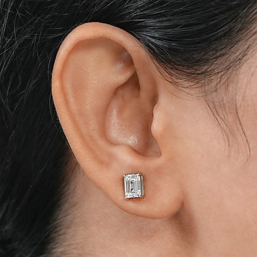 Emerald Cut Lab Grown Diamond Stud Earrings