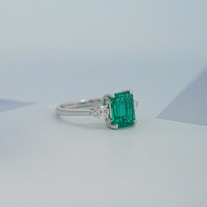 Emerald Gemstone Three Stone Ring