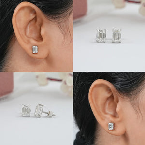 Emerald Cut Lab Grown Diamond Stud Earrings