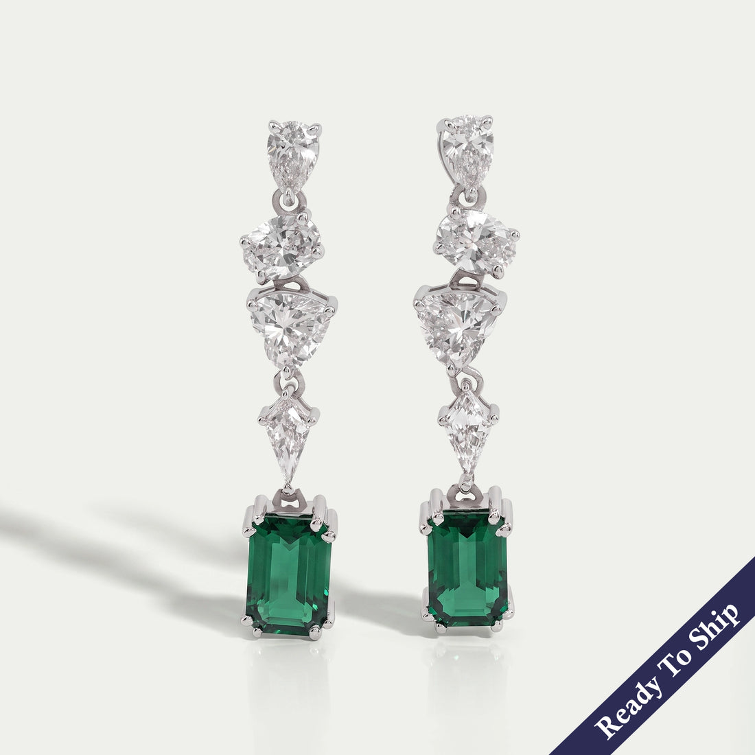 Emerald Gemstone Dangle Drop Earrings