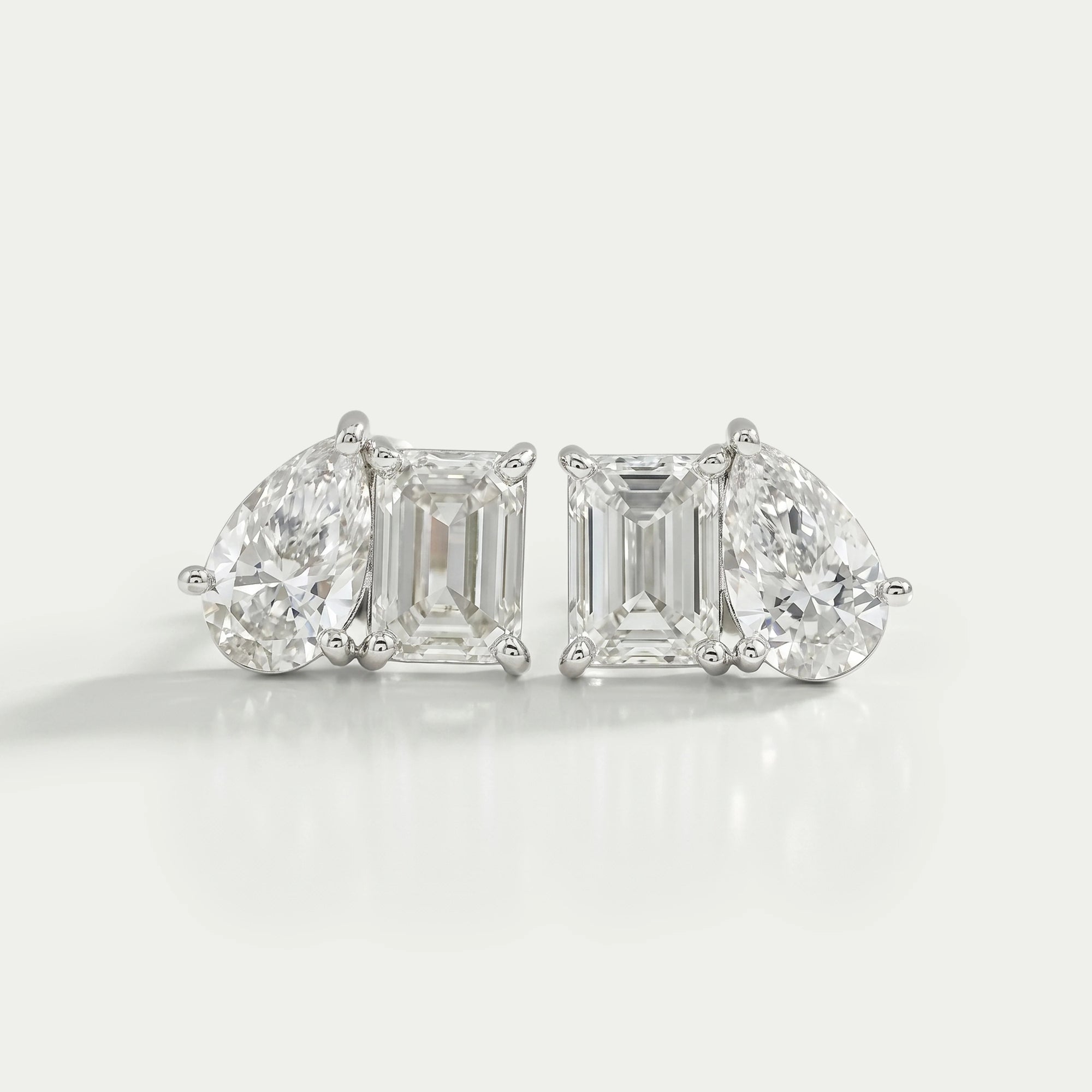 Pear and Emerald Lab Diamond Toi Et Moi Stud