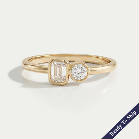 Two Stone Lab Diamond Bezel Set Ring Ring