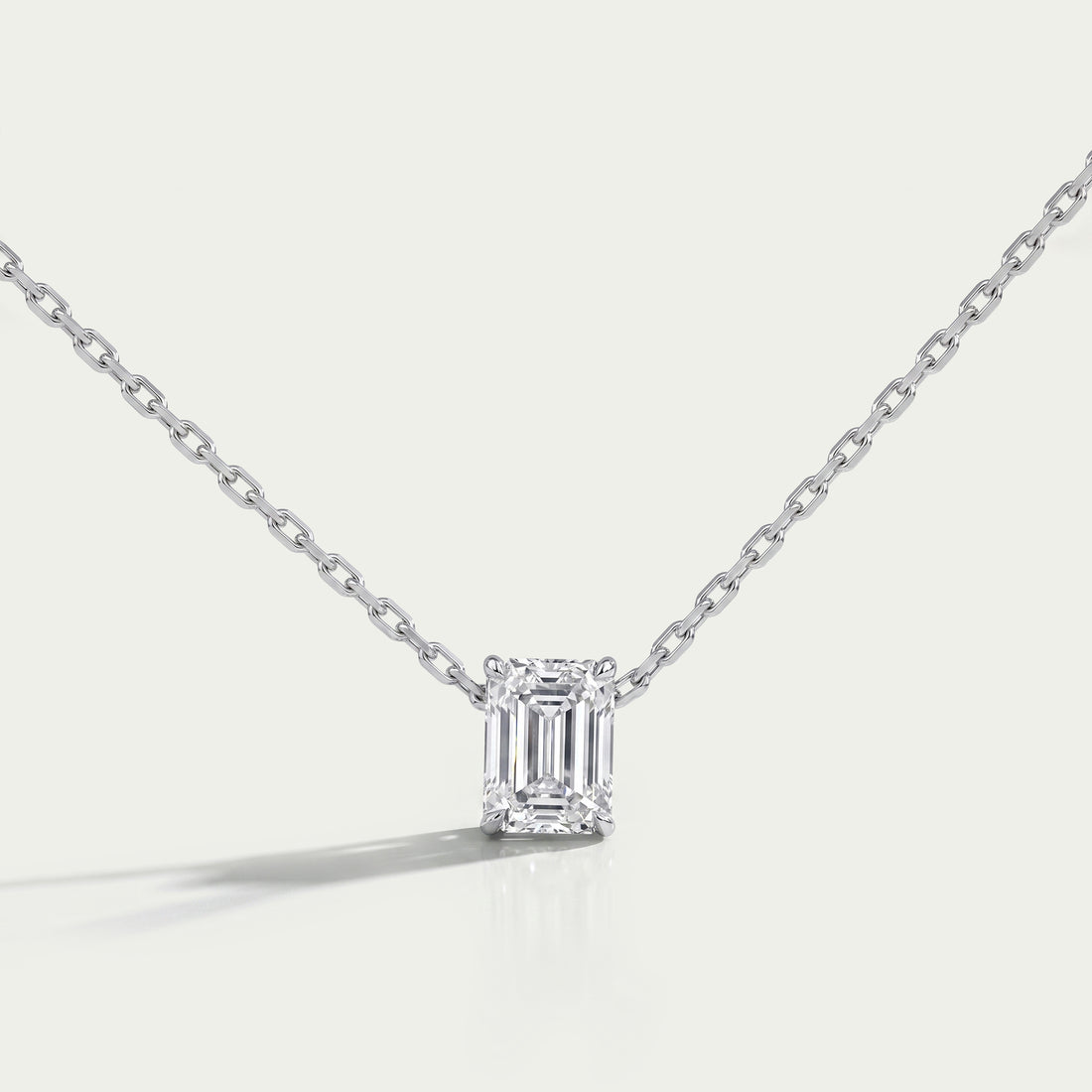 Emerald Cut Lab Grown Diamond Solitaire Pendant Necklaces