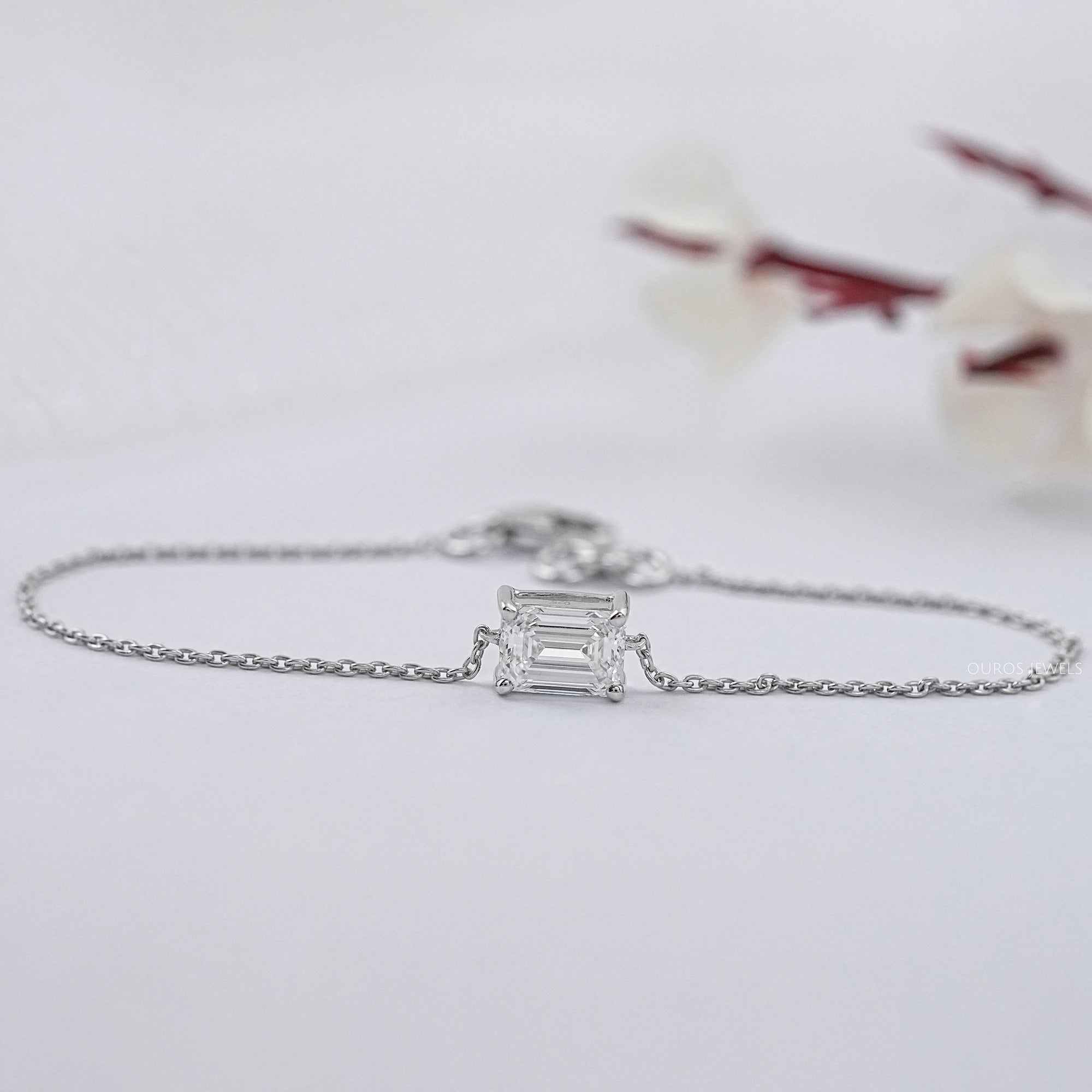 Brilliant Cut Lab Diamond Solitaire Bracelet Emerald Bracelet